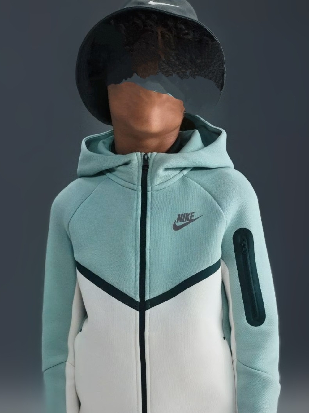 Nike Kids Mint Green and White Hooded Zip-Up Sweatshirt